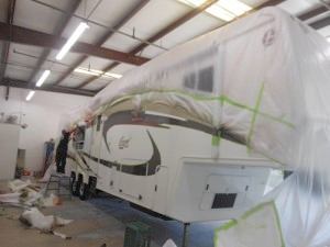 rv collision repair bumstead painted stripes